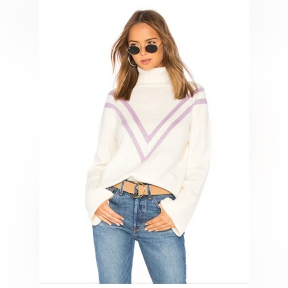 Lovers + Friends Sweater Caroline in Ivory and lavender